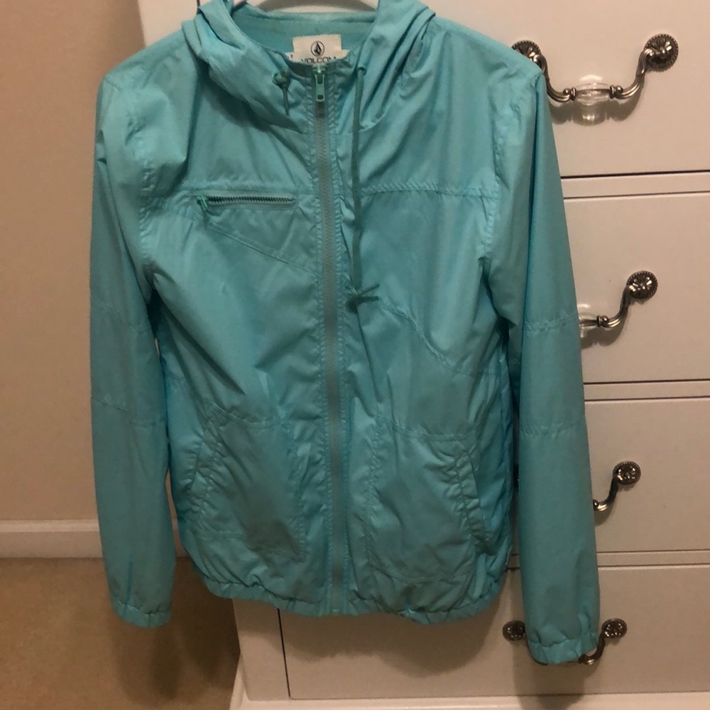 Volcom teal rain coat